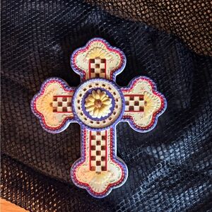 Decorative Ceramic Cross with Intricate Design